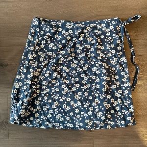 blue floral wrap skirt